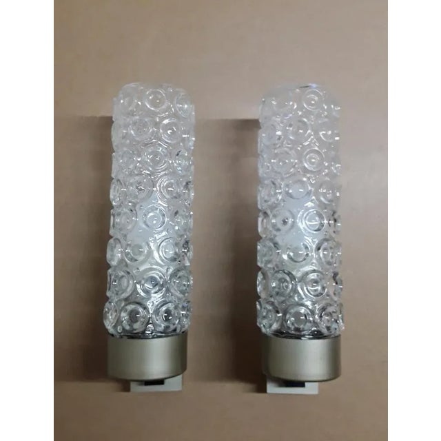 Vintage Wall Lamps with Silver-Colored Metal Holders, 1970s, Set of 2, in Very Good conditions. Designed 1970 to 1979...