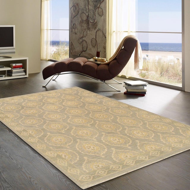 2020s Ottoman Lamb's Wool S. Green Area Rug- 8' 1" X 9'11" For Sale - Image 5 of 6