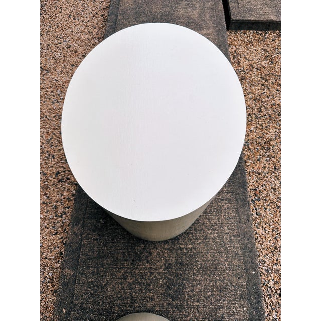 1970s Linen Wrapped Oval Nightstands or End Tables - Set of 2 For Sale - Image 12 of 14