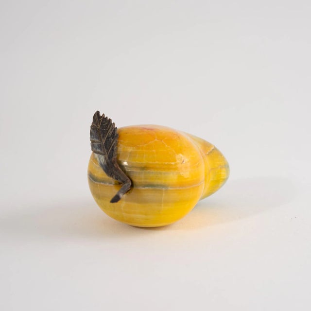 1970s Vintage Yellow Onyx Mango Paperweight For Sale - Image 5 of 10