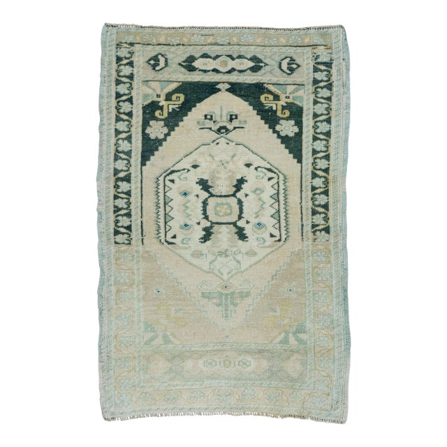 Turkish Mini Rug Oriental Hand Knotted Vintage Rug 2' x 3'2" #16892 For Sale