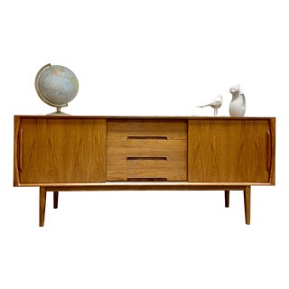 Classic + Long Mid Century Modern Styled Danish Credenza | Teak Media Stand | Handmade Sideboard For Sale