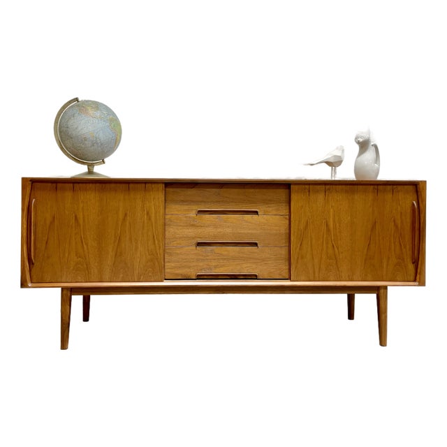 Classic + Long Mid Century Modern Styled Danish Credenza | Teak Media Stand | Handmade Sideboard For Sale