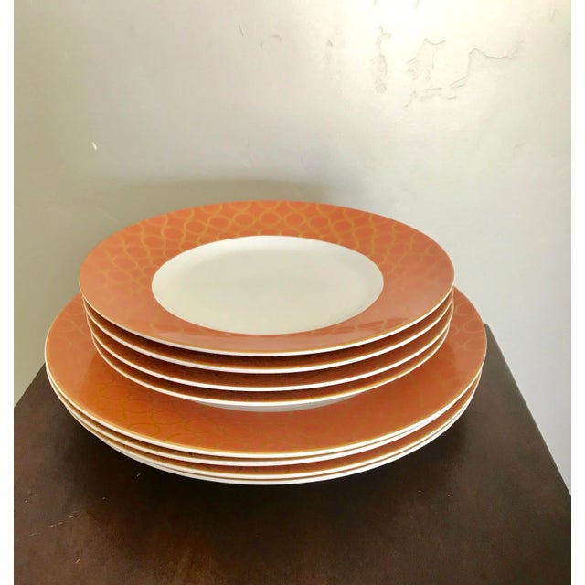 Early 21st Century Gilt Coral Chain Design Mid Century Modern Full China Set With - Service for 4, Total 24 Pieces For Sale - Image 5 of 8