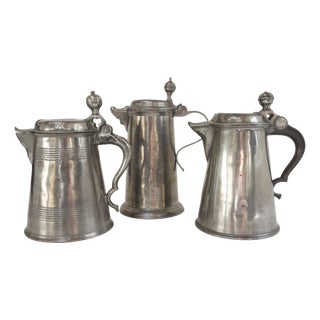 Antique Swedish Pewter Tankards, 1900s, Set of 3 For Sale