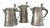 Antique Swedish Pewter Tankards, 1900s, Set of 3 For Sale