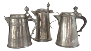 Antique Swedish Pewter Tankards, 1900s, Set of 3