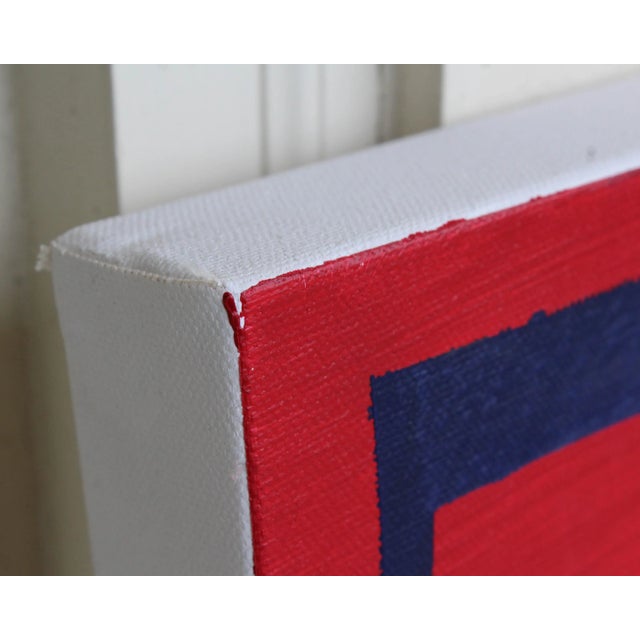 Textile 2022 Signed “Blue Box” Acrylic on Canvas Abstract Painting by Artist Steven Sickles For Sale - Image 7 of 10