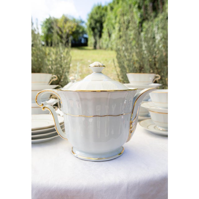 Gold Porcelain Tea Set for 12 from Bernardaud Limoges, 1950s, Set of 27 For Sale - Image 8 of 10