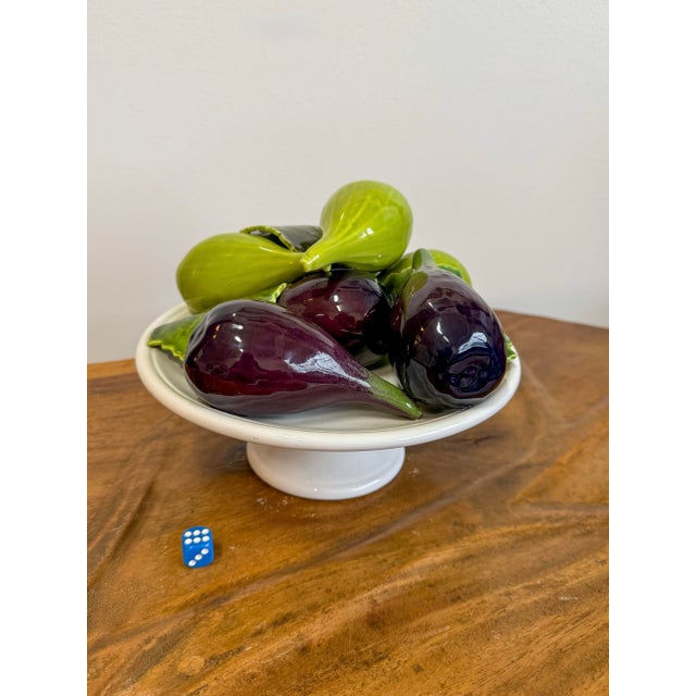 Vintage Italian Bertinazzo Trompe l'Oleil Ceramiche Fig Compote Centerpiece For Sale - Image 9 of 10
