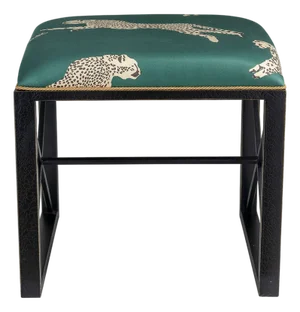 Scalamandre Maison by Port 68 Medallion Black with Leaping Cheetah Evergreen Single Bench
