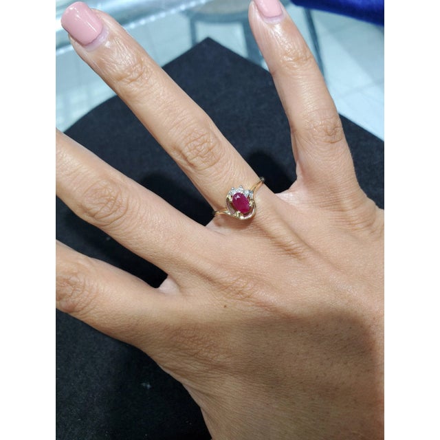 ♥ Product Summary ♥ Main Stone: Ruby & Diamond Dimensions: 10mm (height) Band Material: 14k Yellow Gold