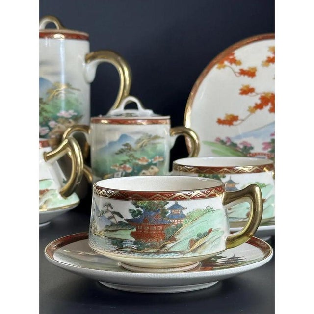 1920s Hand-Painted Satsuma Tea Service from Sōkō China, 1920s, Set of 15 For Sale - Image 5 of 11