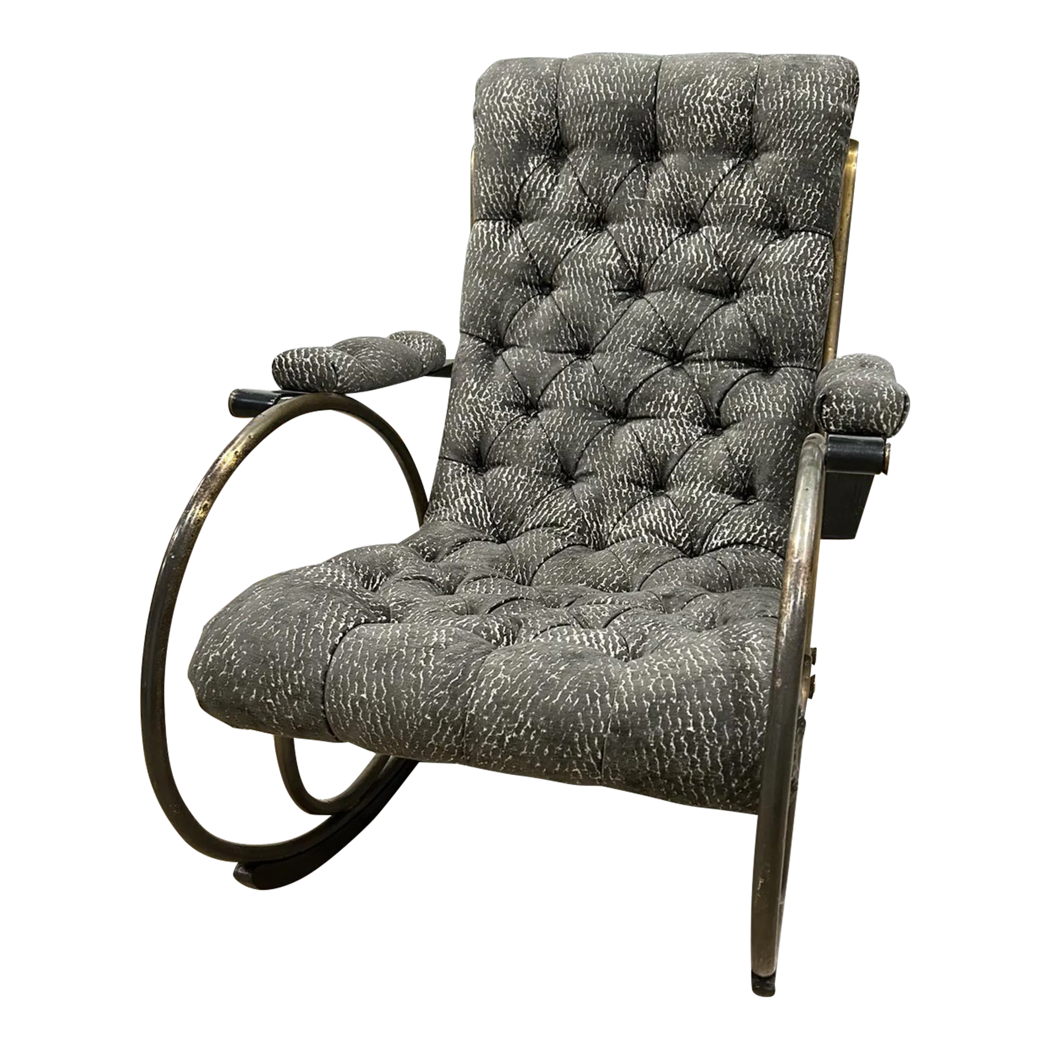 1960s Mid-Century Lee Woodward Tufted Chenille Sculptural Rocking