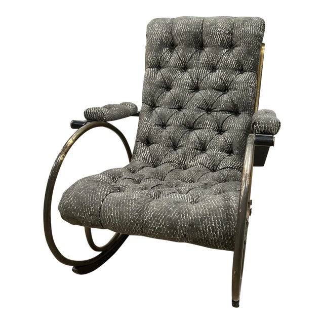 1960s Mid-Century Lee Woodward Tufted Chenille Sculptural Rocking Chair For Sale