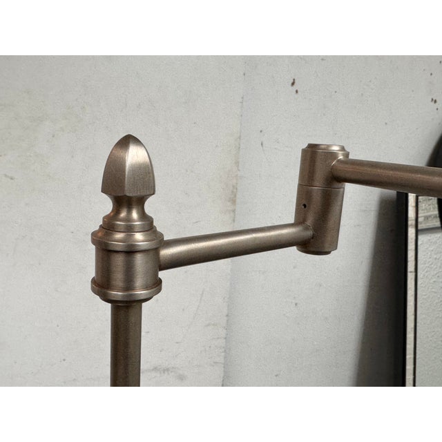 Transitional Brushed Nickel Swing Arm Floor Lamps, Pair For Sale - Image 9 of 12