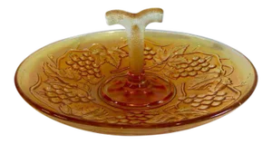Vintage 1960s Carnival Glass Handled Tray / Sandwich Serving Plate