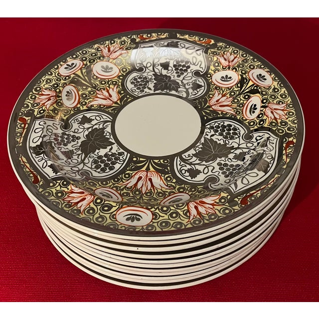 Ceramic Antique Early 20th Century Wedgwood Creamware Hand Painted Silver Luster Plates - Set of 12 For Sale - Image 7 of 10