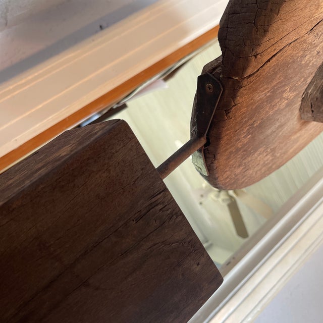 Large 4’7” Mid Century Modern Wooden Wheel Sculpture Attributed to Early Studio of Noah Purifoy , Los Angeles Pedigree For Sale - Image 6 of 9