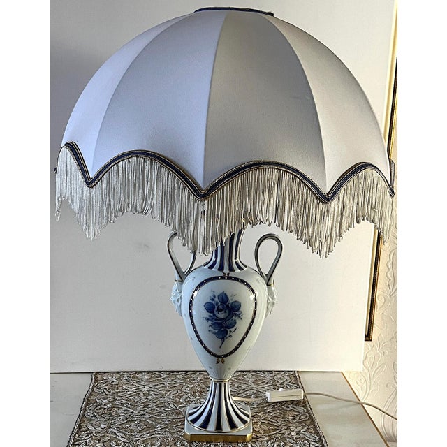 1950s Saint Croix Limoges Porcelain Table Lamp with Fabric Shade, 1950s For Sale - Image 5 of 11