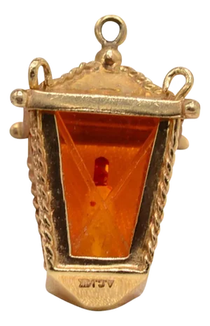 The 17th Street: Custom Antique Lantern Charm in Yellow Gold
