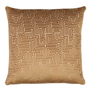 Schumacher Lisboa Velvet 22" Pillow In Gold For Sale