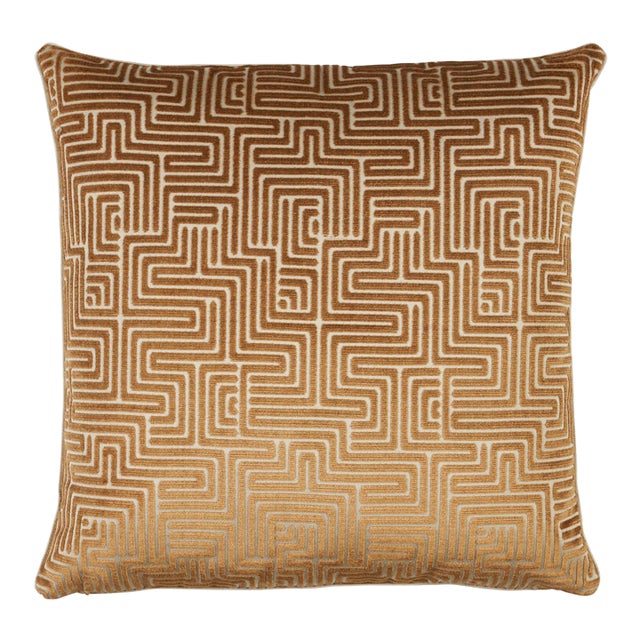 Schumacher Lisboa Velvet 22" Pillow In Gold For Sale