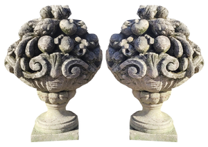 Early 20th Century Stone Garden Vases, Set of 2