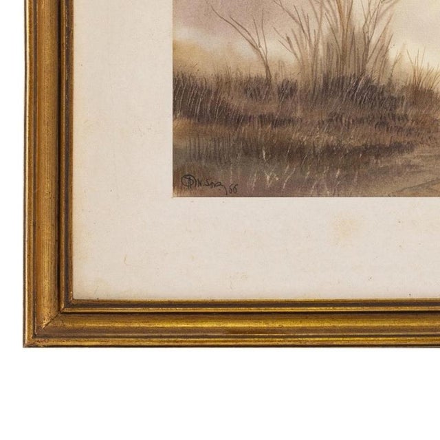 Modern Albano Neves e Sousa, Landscape, 1966, Watercolor For Sale - Image 3 of 6