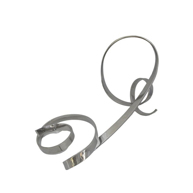 David Elijah Herschler Chrome Freestanding Ribbon Twist Modern Art Sculpture For Sale - Image 14 of 17
