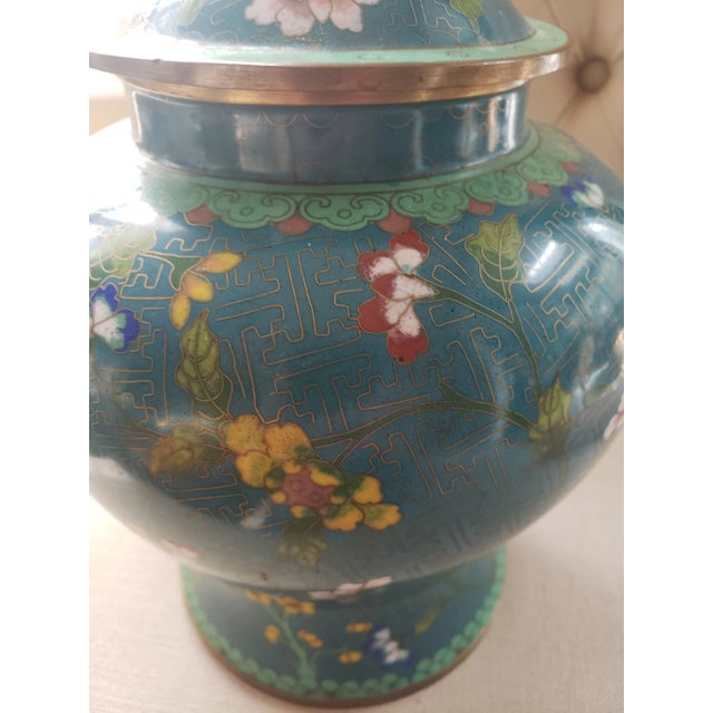Early 20th Century Vintage Cloisonne Lidded Container For Sale - Image 5 of 11