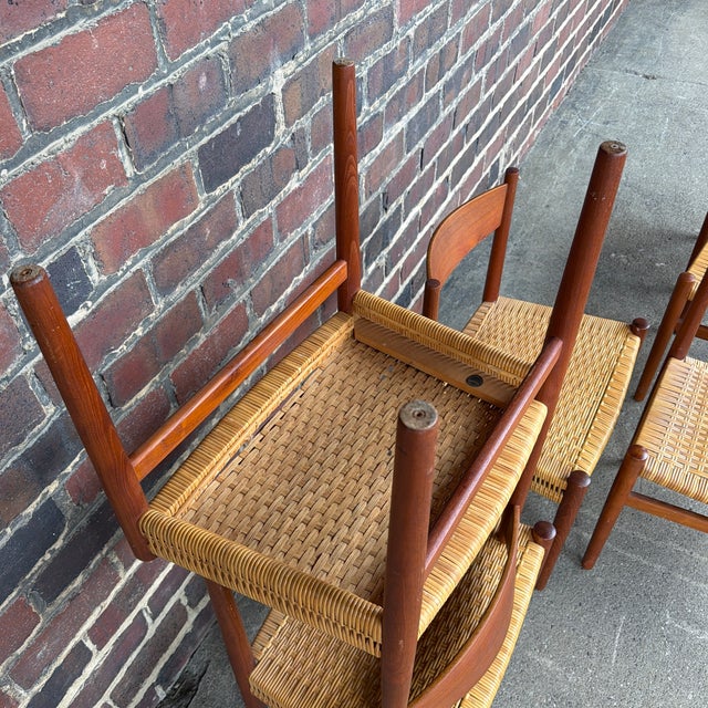 Set of 6 Hans J. Wegner Ch-40 Teak Dining Chairs With Woven Cane Seats For Sale - Image 9 of 9