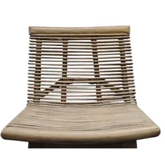 Gray Interlude Home Sanibel Woven Rattan and Mahogany Counter Stool in Narragansett Grey For Sale - Image 8 of 10