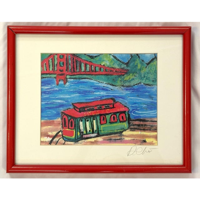 Colorful original pastel drawing on paper signed illegibly in pencil on the matte in the lower right corner. It is...