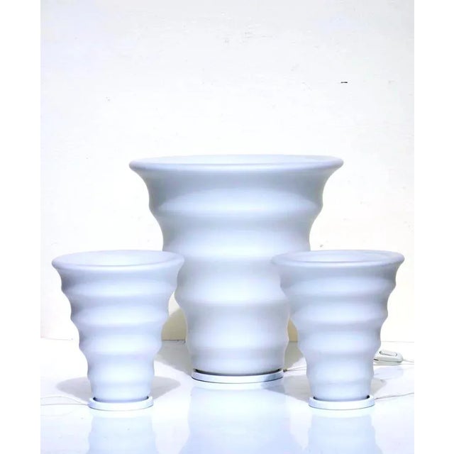 White Italian Murano Glass Table Lamps, Set of 3 For Sale - Image 8 of 8