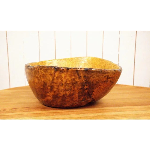 Large Antique Swedish Folklore Birchwood Bowl For Sale - Image 5 of 11
