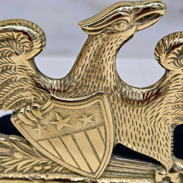 Metal 1952 Virginia Metalcrafters Brass “Spread Eagle” Federal Bookends – Pair For Sale - Image 7 of 10