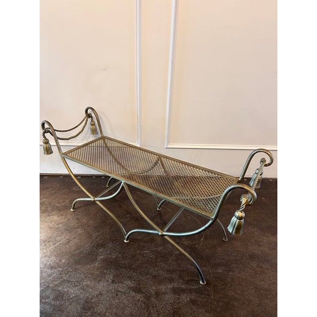 Mid 20th Century Italian Gilt Metal Rope & Tassel Bench For Sale - Image 4 of 11