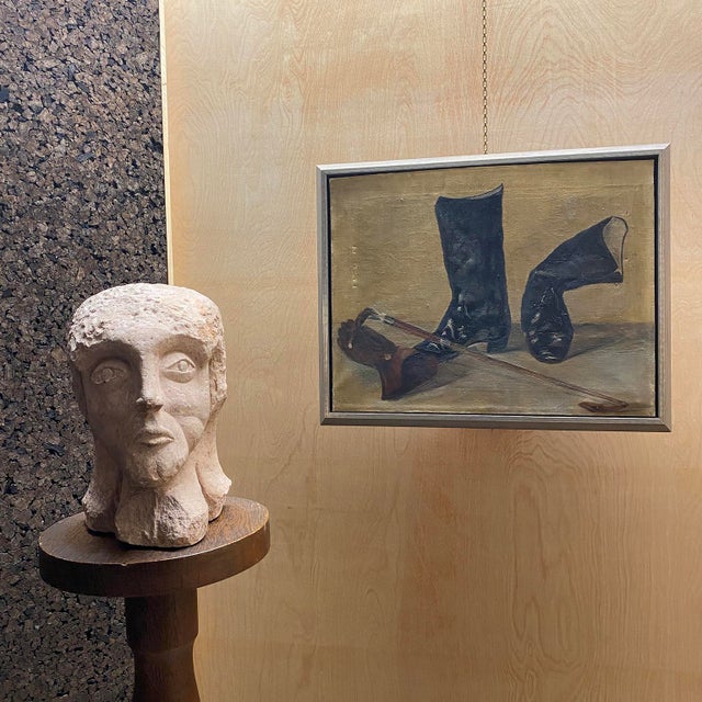 Mid 20th Century Equestrian Boot Still Life Oil Painting - Unsigned For Sale - Image 10 of 11