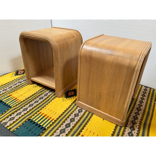 Wood Häti Home Waterfall Oak Nightstands, Pair For Sale - Image 7 of 14