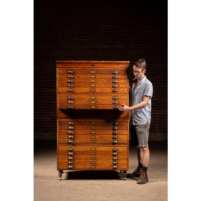 c. 1910s-1920s; Economy Drawing Table Co. - Toledo, OH Monumental quarter-sawn oak flat file cabinet manufactured by the...