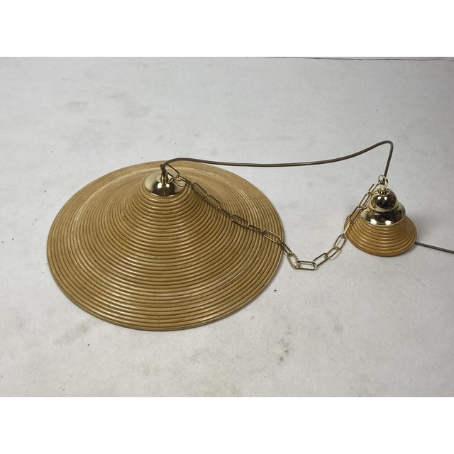 Italian Bamboo and Brass Pendant, 1970s For Sale - Image 11 of 15