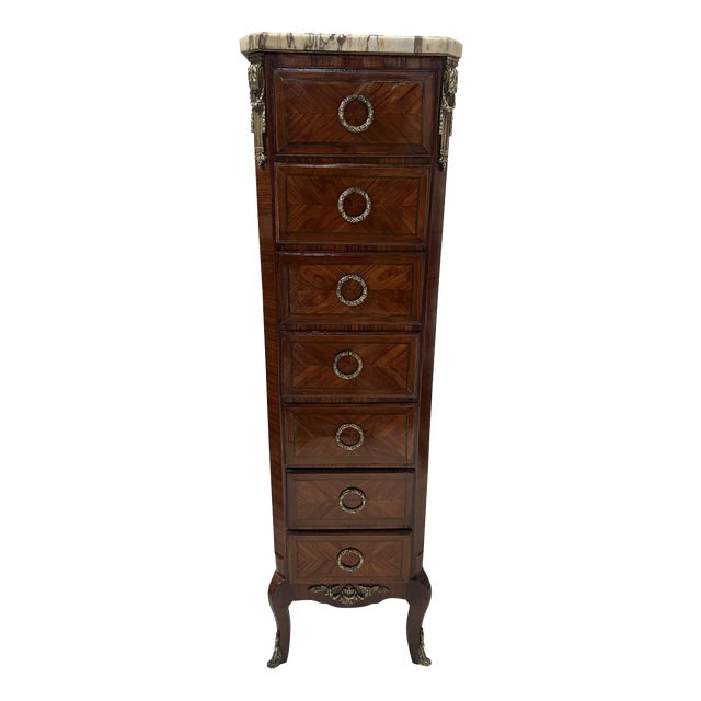 Transition Style Wooden Veneer Chest of Drawers from Befos For Sale