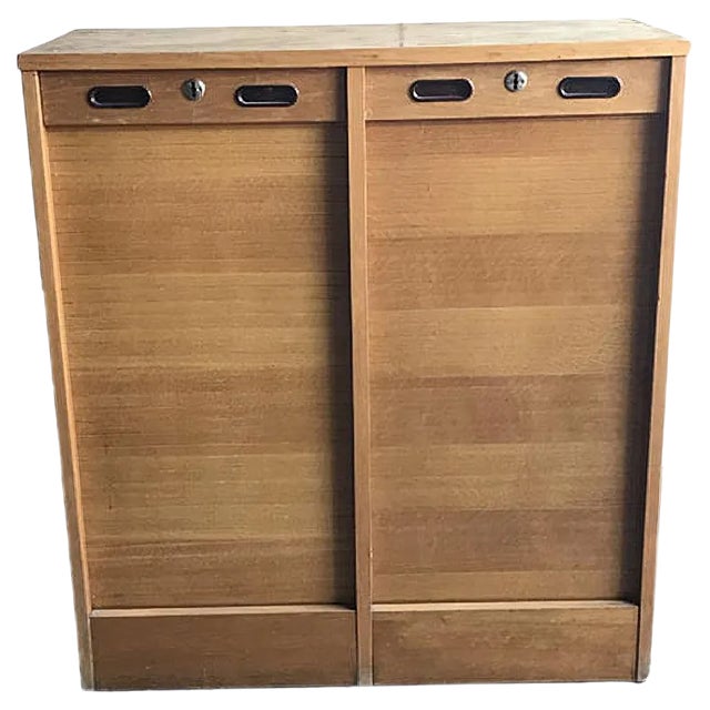 Mid-Century Industrial Oak Cabinet, 1950s For Sale