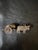 Antique Sterling & Enamel Fillagree Miniature, Tiny Ox Cart & Wood Barrow. Dimensions:3”w x 0.75”d x 1”h Condition:good...