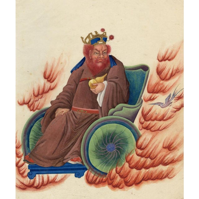 An original 18th-century gouache painting – Canton School, Taoist Deity Wang Lingguan.This is one of an outstanding set of...