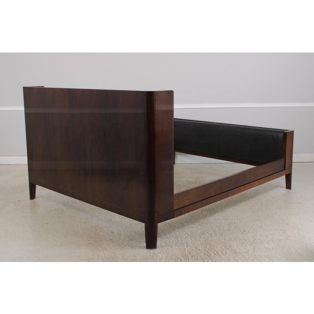 Baker Leather Mahogany Mid Century Modern King Size Bed For Sale - Image 15 of 16
