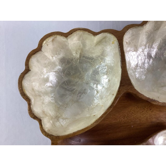 1960s 1960’s Philipine Monkey Pod Wood and Capiz Shell - Hors D’oeuvre/Snack Tray With Provenance For Sale - Image 5 of 10