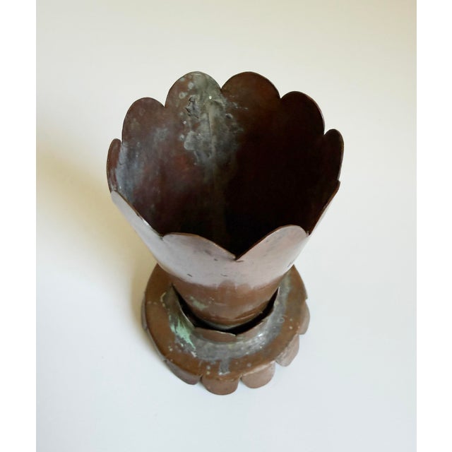 Vintage Scalloped Copper Bud Vase For Sale In Sacramento - Image 6 of 8