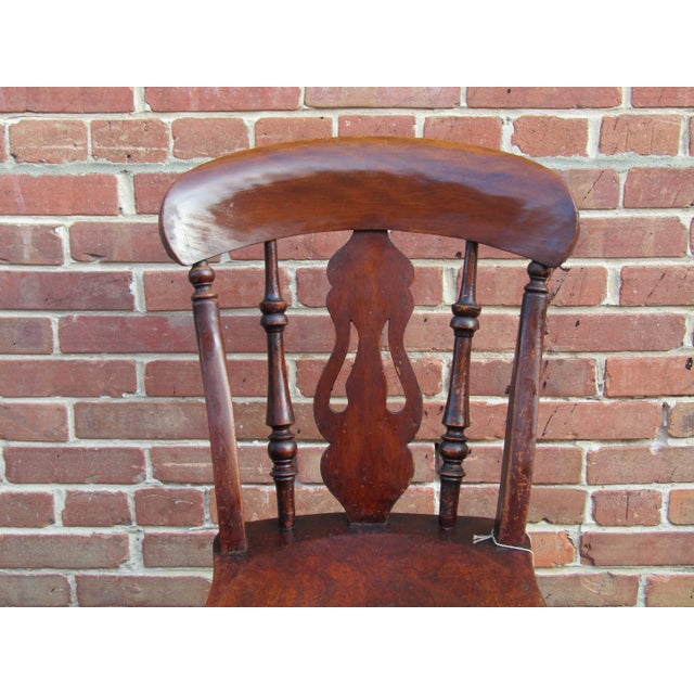 Victorian English Victorian Elm Fiddleback Kitchen/Dining Chair 1860 For Sale - Image 3 of 9